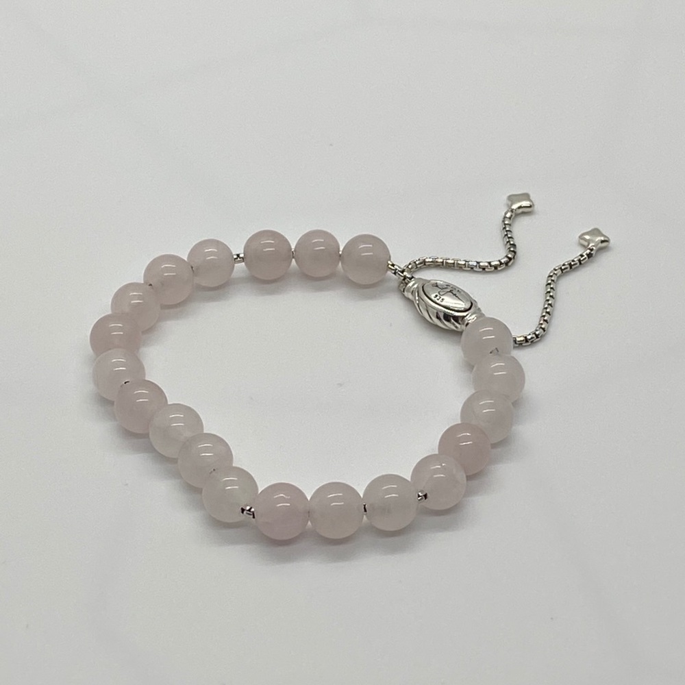 *Rose quartz bead bracelet, sterling silver